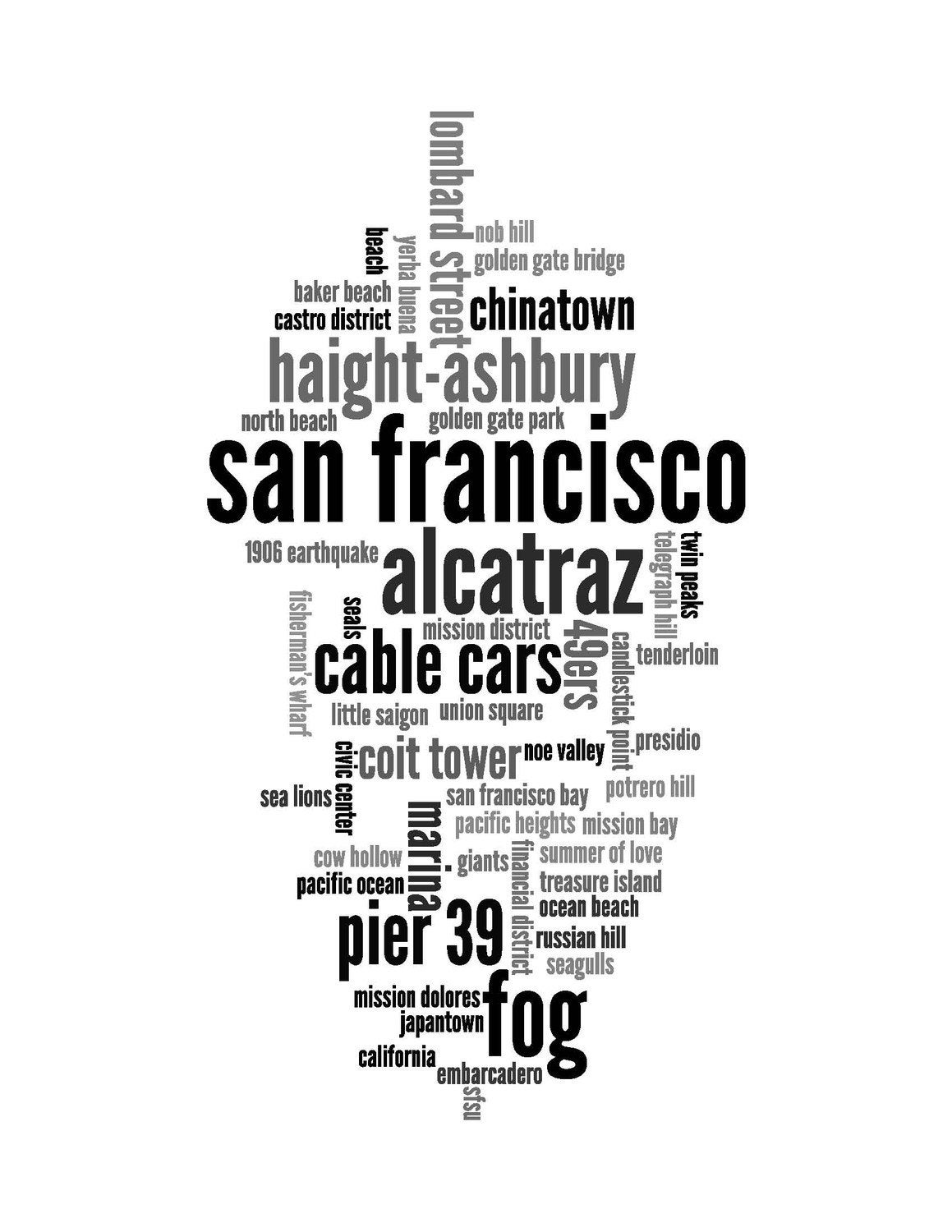 San Francisco Word Art - 8x10 Art Print