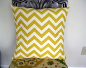 a Pair of Yellow and White Chevron Stripe Pillows