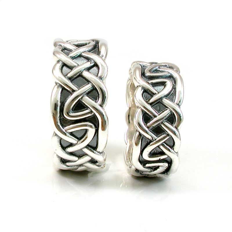 Wedding Ring Set Sterling Silver Celtic Knot Bands - Handmade