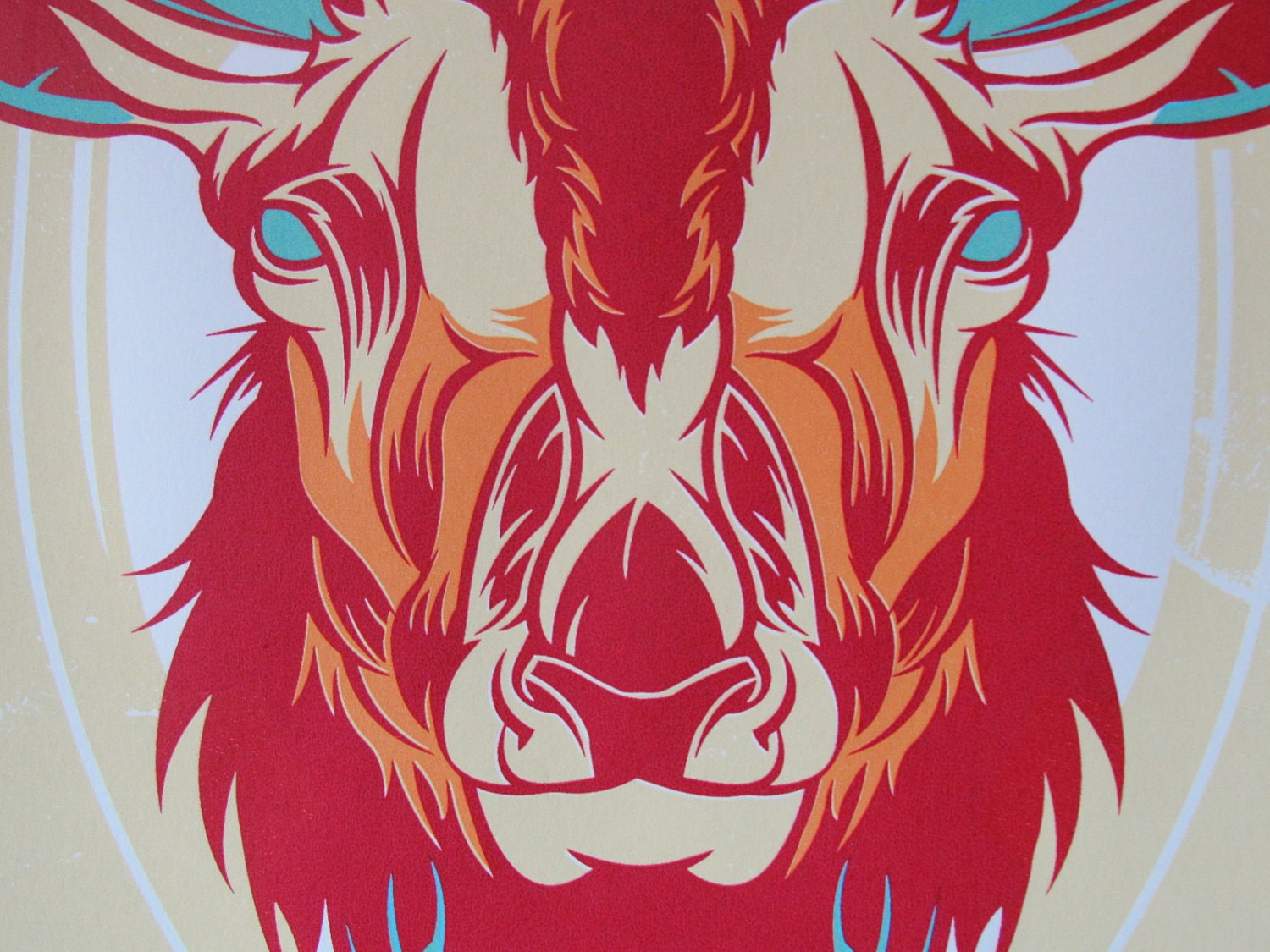 Elk Plaque Hand Screen Print Poster FREE SHIPPING