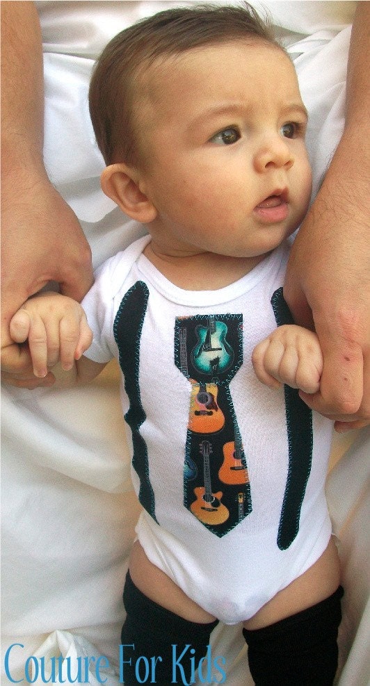 Tie Onesie with Suspenders Rock and Roll Baby One Z Onsie Newborn Tie , 0 / 3 , 3 / 6  , 6 / 9 months , 12 18 24 months Hard Rock