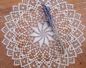 Vintage Round Hand Crocheted Lace Off White Doily - MAGIC PINWHEEL - 20 Inch