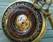 SALE ----  Steampunk  Jules Verne pocket watch key NECKLACE Victorian locket pendant charm pirate
