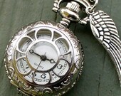 Steampunk pocket WATCH mini  pendant Necklace  Victorian pendant charm  wicca wizard witch