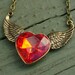 Steampunk BIG HEART Necklace-Choker wings Victorian pendant charm