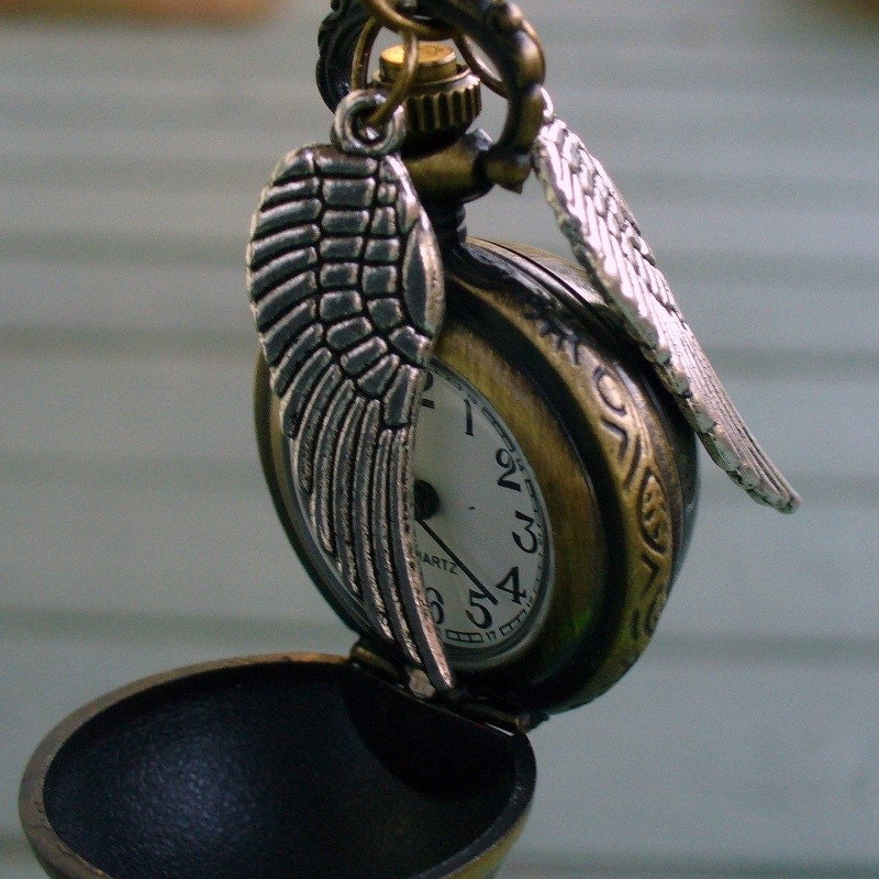 Steampunk pocket watch Necklace key pirate Victorian locket pendant charm Enchanted FLYING BALL WATCH necklace---M-A-G-I-C-A-L edition