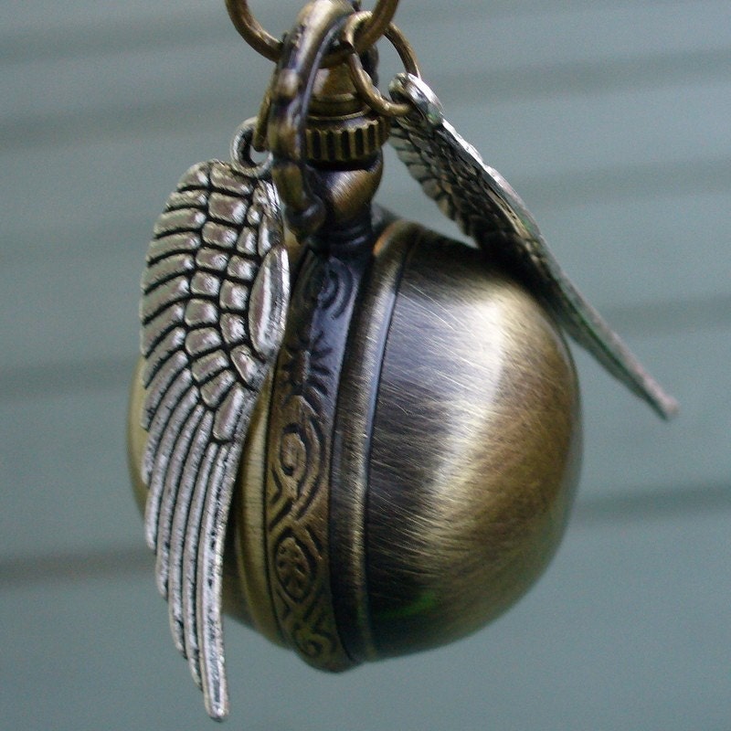 steampunk pocket watch Necklace key pirate Victorian locket pendant charm Enchanted FLYING BALL WATCH necklace---M-A-G-I-C-A-L edition