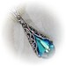 Steampunk wedding necklace Victorian Fantasy MAGICAL 1886 replica pendant Swarovski crystal teardrop bridal bridesmaid filigree choker