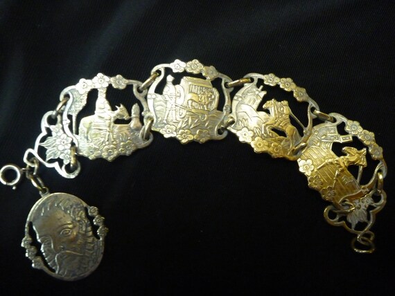 Beautiful ANTIQUE SILVER Bracelet Made In SPAIN by thebink on Etsy
