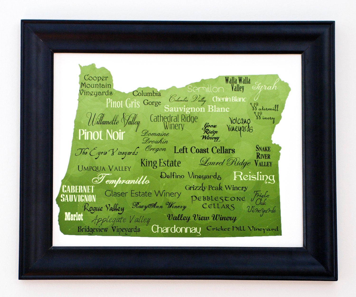 Best of Oregon Wine Word Art, 11"x14" Typography Map Print on Somerset Velvet Fine Art Paper