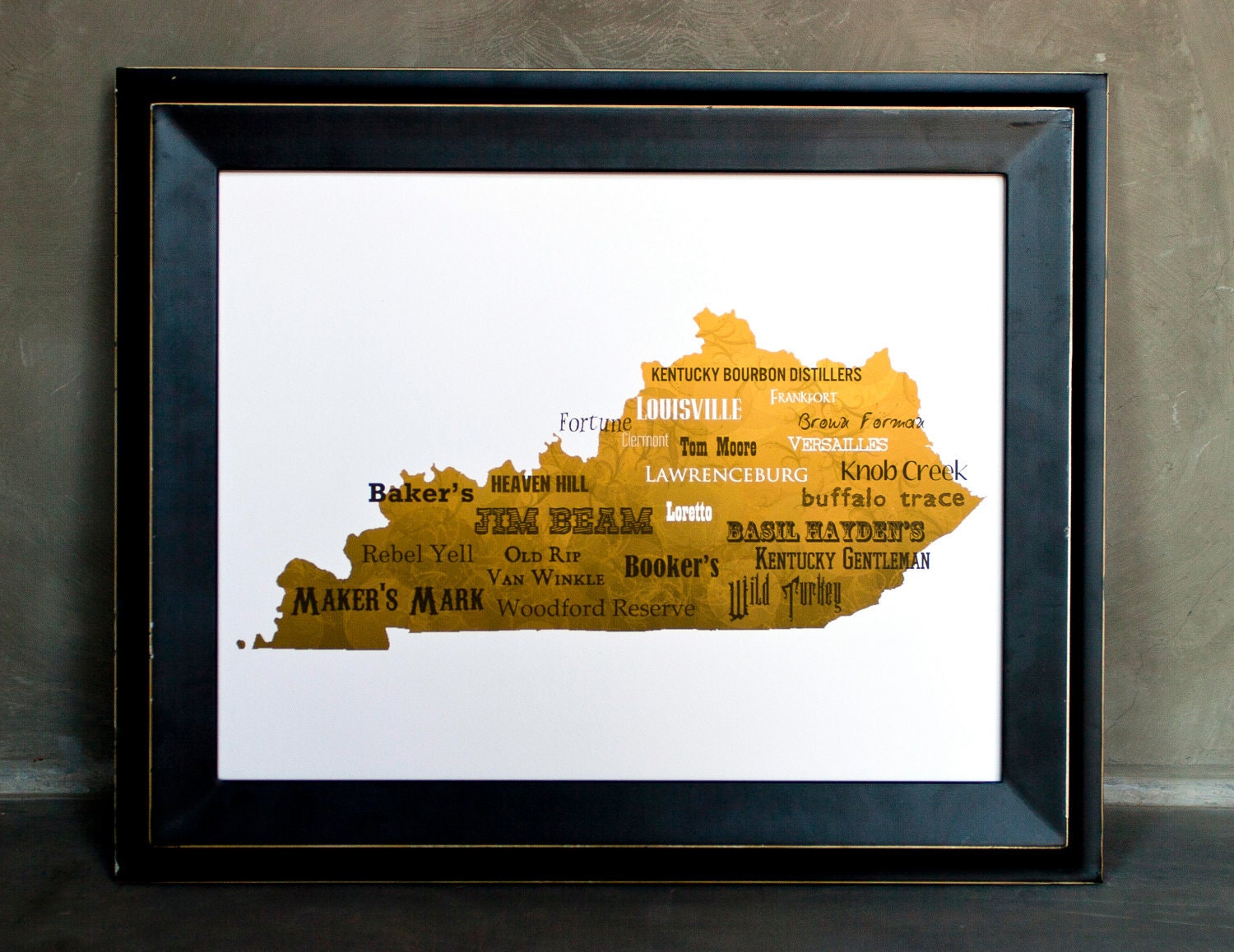Best of Kentucky Bourbon Word Art, 11"x14" on Fine Art Paper