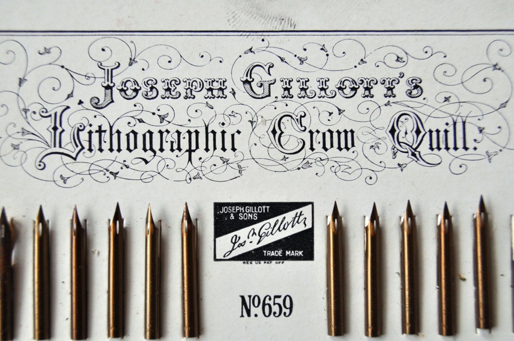 Vintage Calligraphy Gillott Crow Quill Nib Pens with by Inklinks