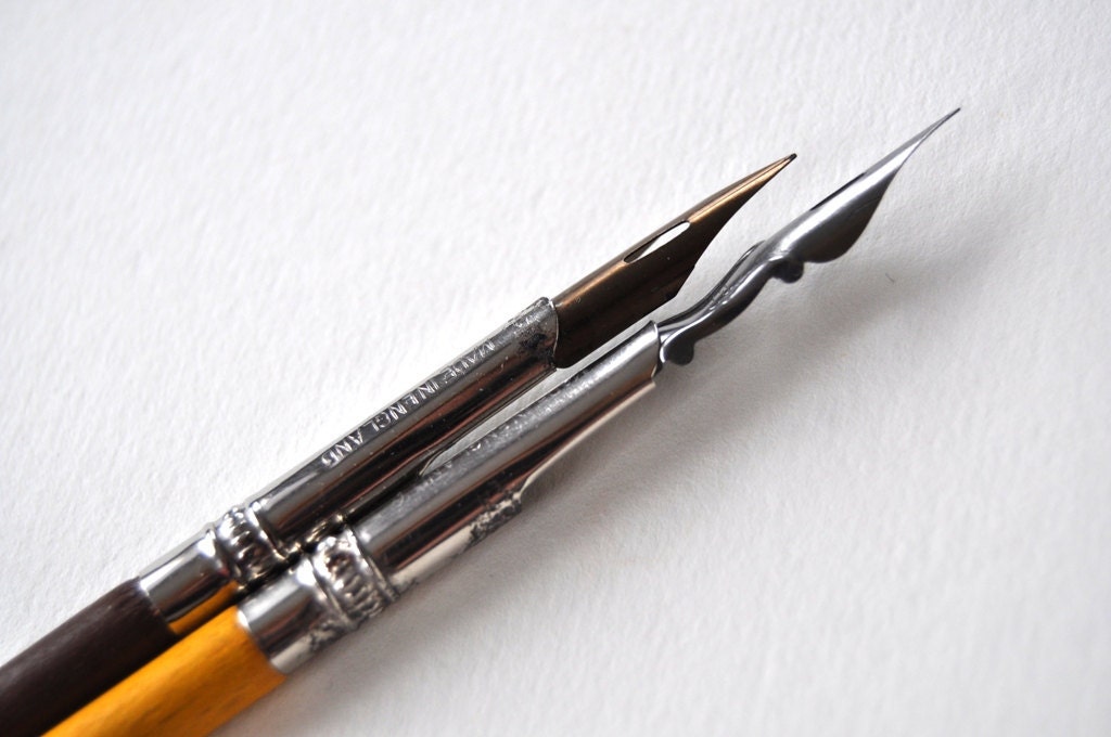 Vintage Dip Pen Nibs and Wooden Pen Holders Myers by Inklinks