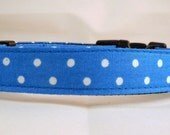 Dog Collar - Dog, Martingale or Cat Collar - All Sizes - Royal Blue Polka Dots