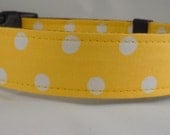 Dog Collar  - Dog, Martingale or Cat Collar - All Sizes -  Ta Dot in Yellow