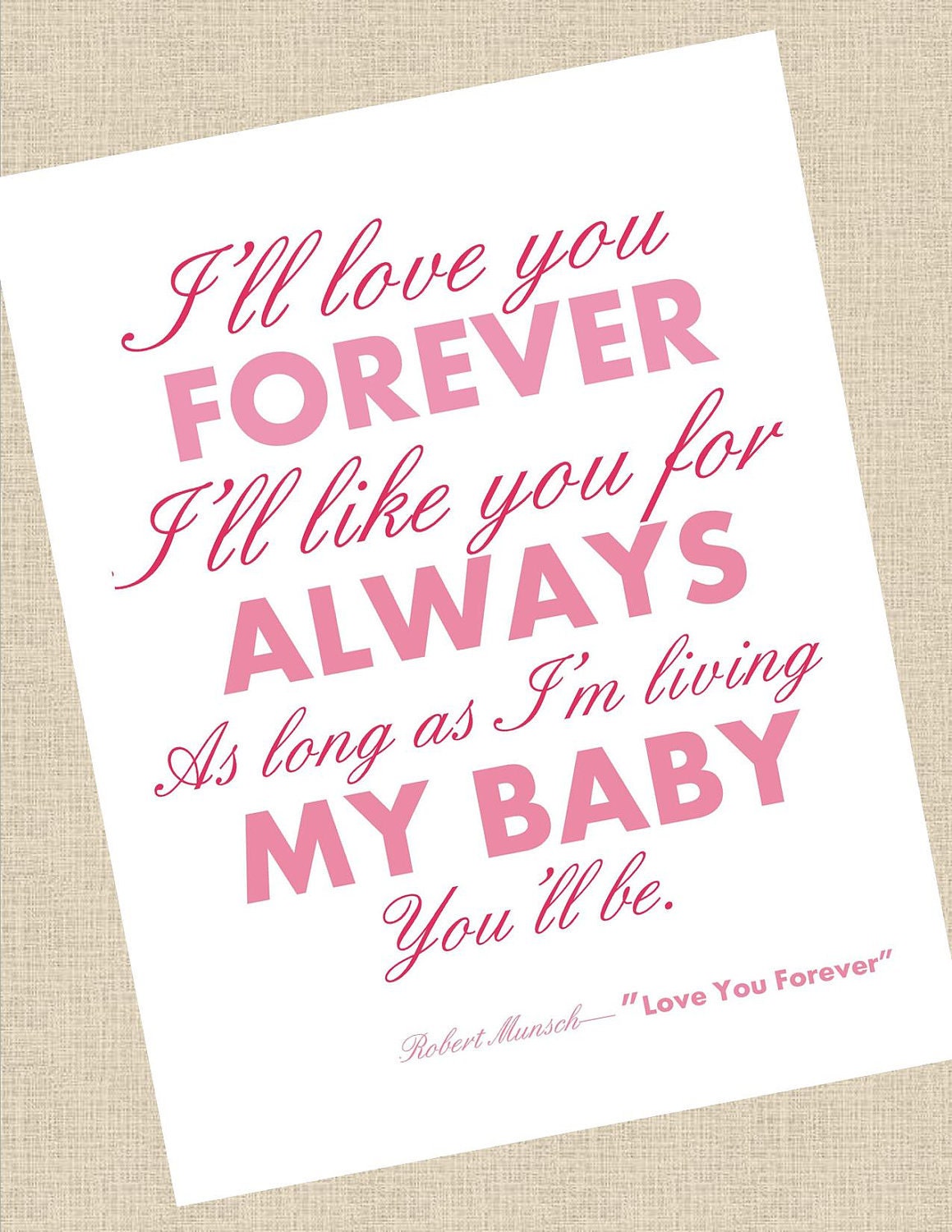 I'll love you forever wall art - 8x10