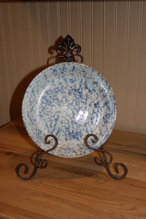 Blue and White Pottery Platter for Serving, Entertaining, Spongeware