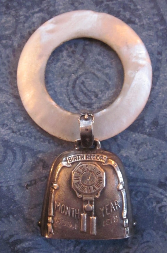 1918 Antique Baby Rattle in Sterling Silver and by SarahAndJohns