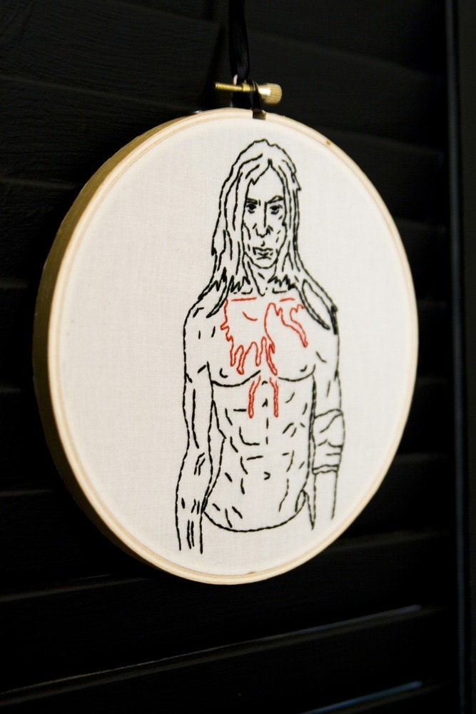Iggy Pop Hand Embroidered Art.