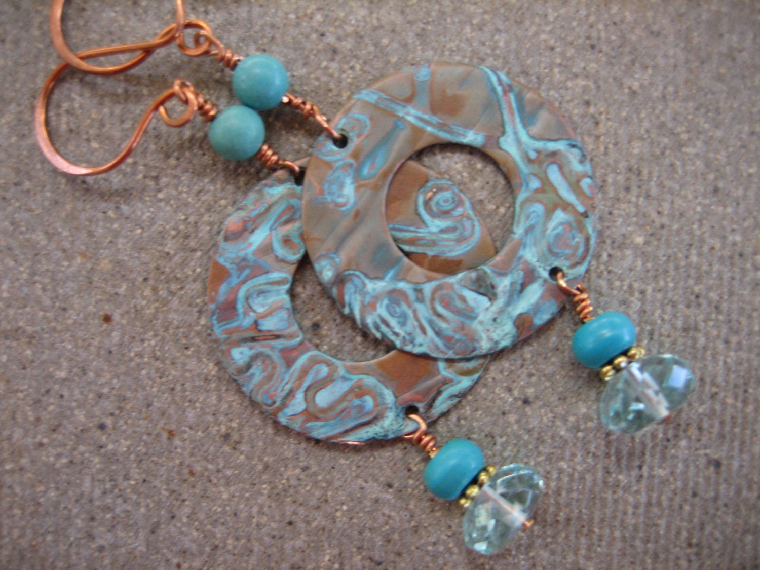 ARTISAN TURQUOISE EARRINGS Sundance Ethnic hoops Boho Chic free shipping