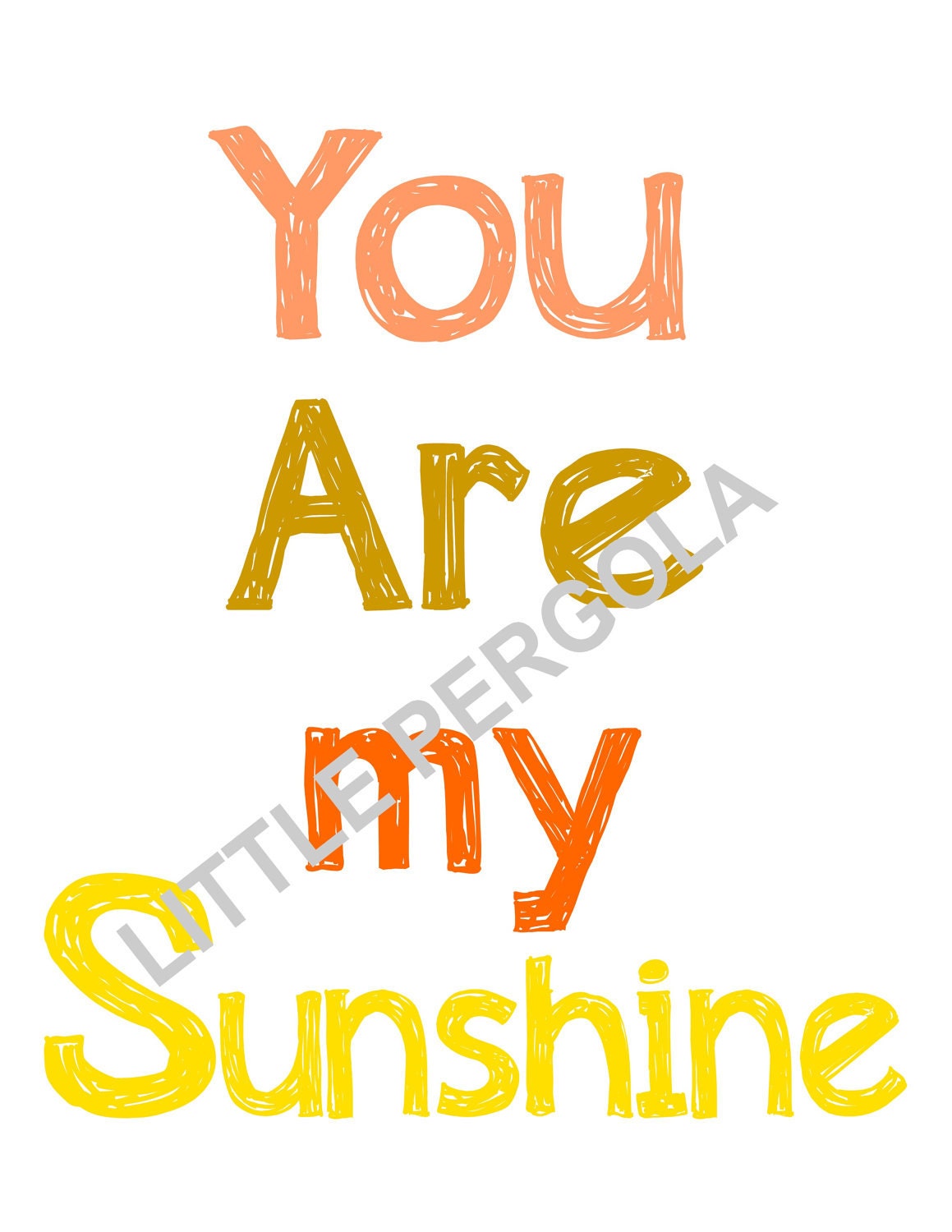 Nursery Wall Art, You are my Sunshine print, 4  Piece Set Children's Prints 8x10", great for nursery, works for boys and girls