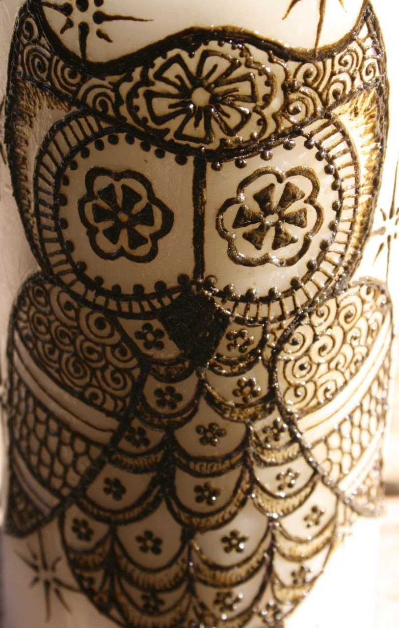Henna Owl Candle