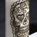 Henna Sugar Skull Pillar Candle, White, Day of the Dead, Dia de los Muertos