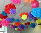 60 Tissue Paper Pom Poms, ANY SIZE, Choose Your Colors