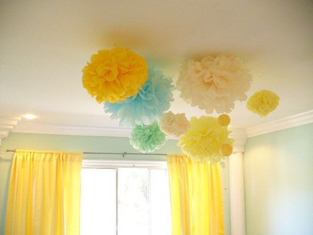 7 Tissue Paper Pom Poms, Choose Your Colors
