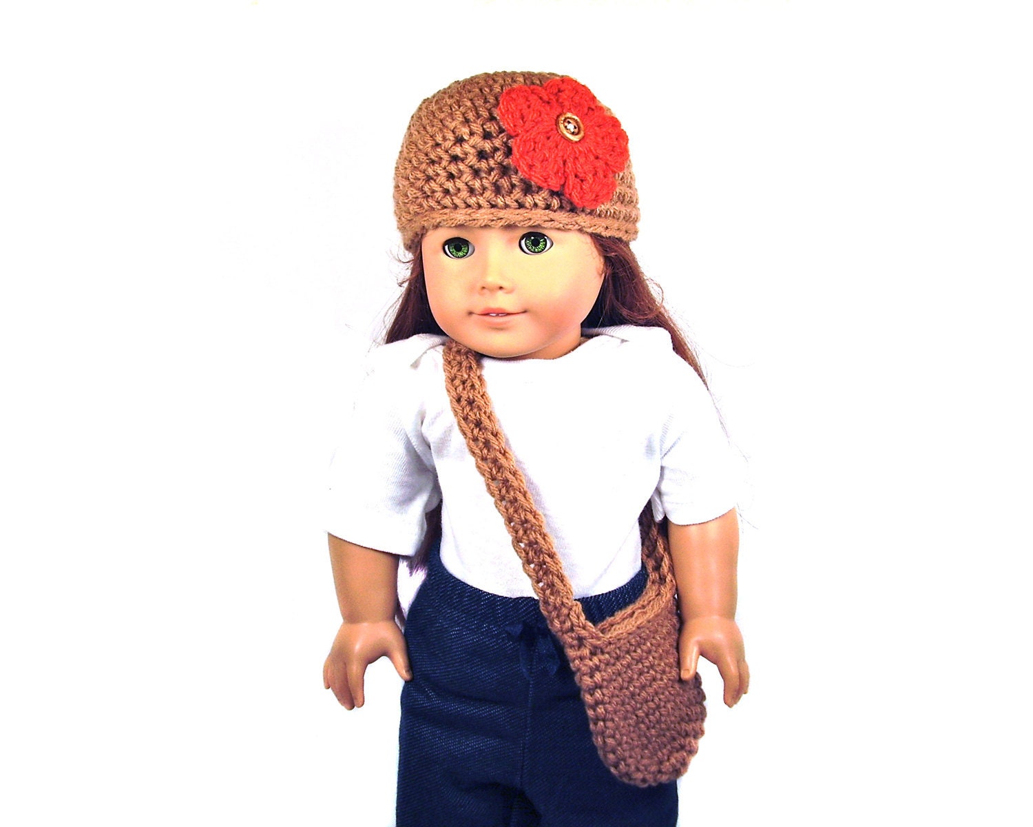 55% off AMERICAN GIRL hat / purse set with two flowers FREE Shipping