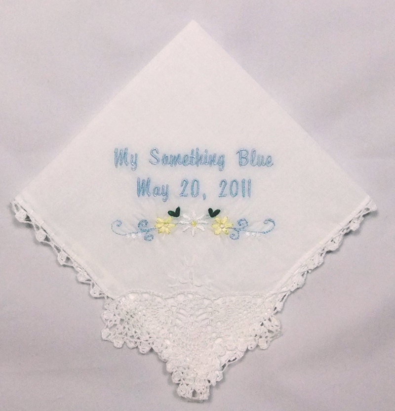 Personalized Wedding Handkerchief Hankie with Daisy Swag Product No. 404