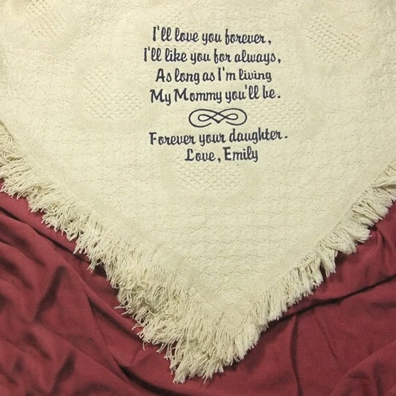 Mother of the Bride Gift Embroidered Cotton Throw Personalized