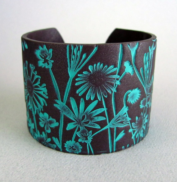 Cuff Bracelet Polymer Clay Jewelry Handmade Art Jewelry Hand Stamped Jewelry Wide Bracelet