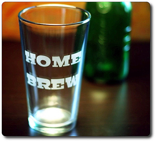 Home Brew Etched Beer Pint Glass