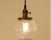 Lighting with 6" Ornate Crystal Design Glass Globe Shade and Exposed Socket
