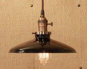 Lighting with Black Enamel Shade and Reproduction Wire