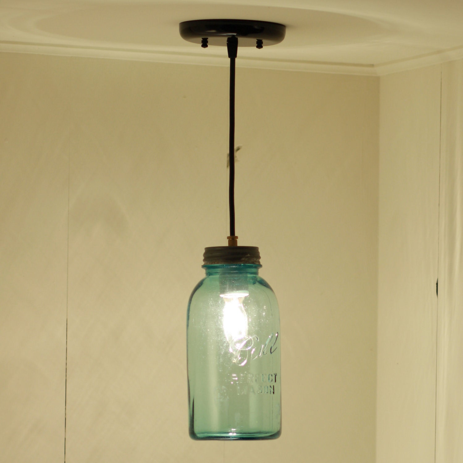 Reserved for Lauren - TWO -Rustic Lighting with Vintage Mason Jar Shades