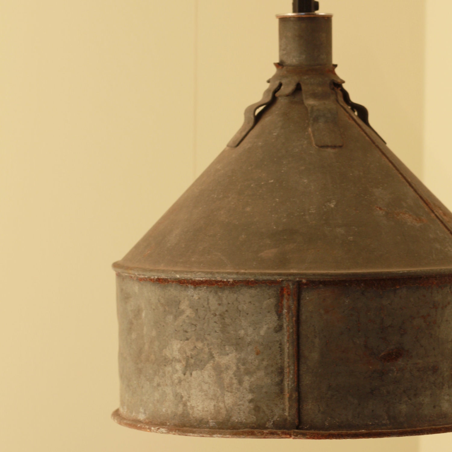 RESERVED for Jacquidowd - Rustic Lighting with Vintage Rustic Funnel Shade - Pendant