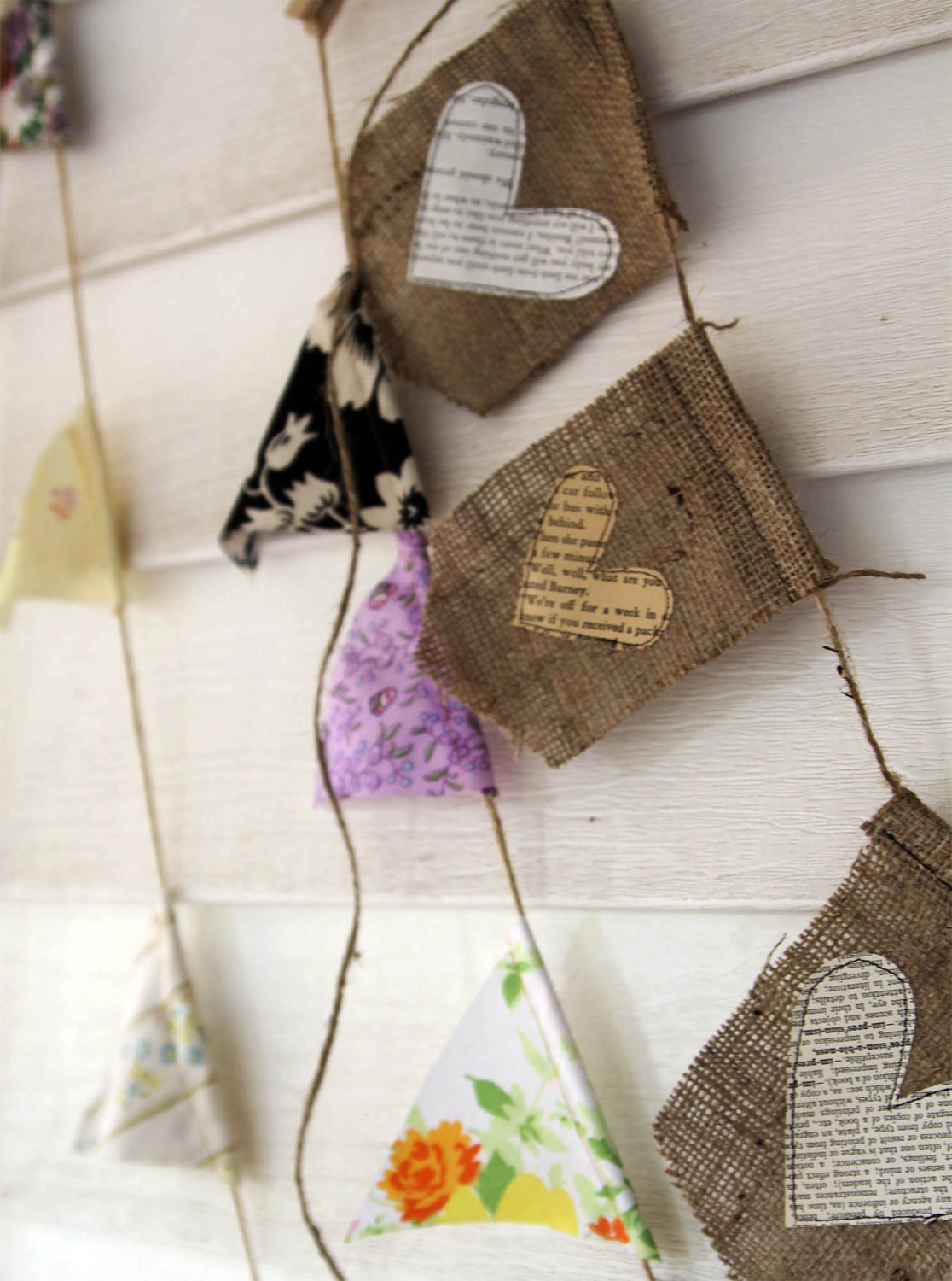 burlap banner with text hearts