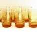 Vintage Amber Orange Juice Drinking Glasses Set of Six Restaurant Style