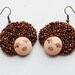 Dangle earrings - Hand painted and Hand embroidered - BROWN