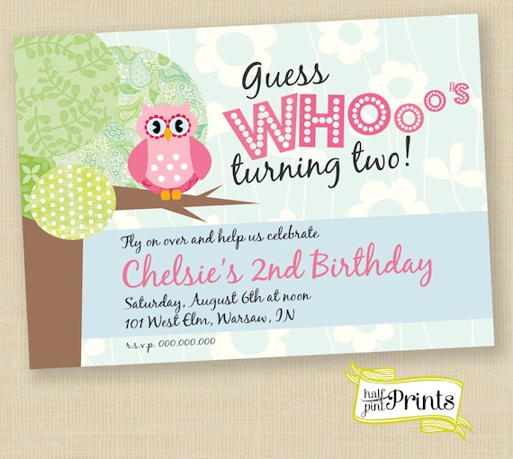Chic Owl Custom Birthday Invitation