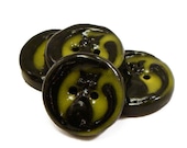 Fimo buttons polymer clay black cat and yellow moon  set of four