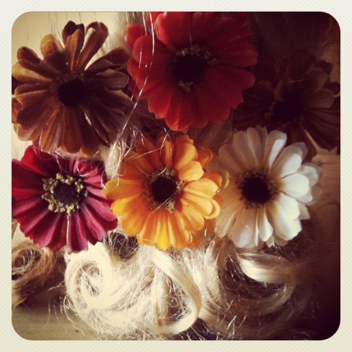 Autumn, Flower, Orange, Yellow, Rust, Red, Cream, Brown, Hair, Pins, Clips-Fall For Me - hooray09