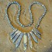 Cleopatra fan necklace in Gray and white howlite. Egyptian jewelry.