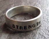 Personalized Ring: 6MM Hand Stamped Personalized Sterling Silver Ring Sizes 5-10