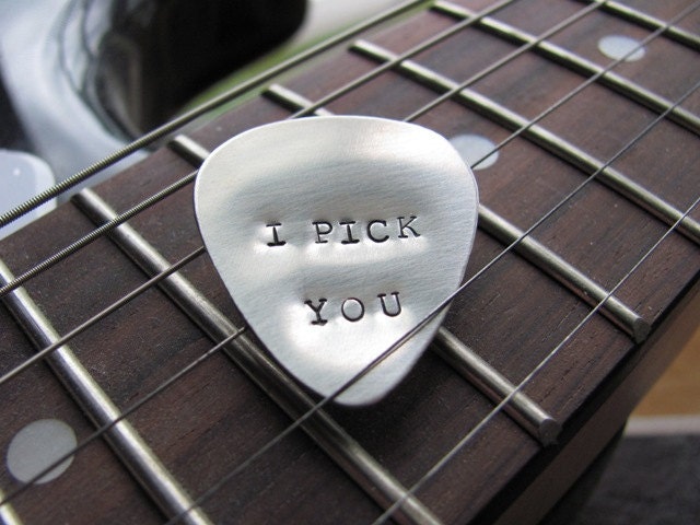 Personalized Guitar Pick: Hand Stamped Nickel Custom Guitar Pick