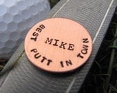 Golf Ball Marker: Hand Stamped, Custom Golf Ball Marker in Copper Personalized