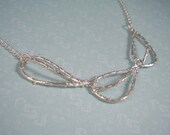 Dewdrop Teardrops Textured Silver Necklace