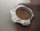 Rock Nugget Ring - Textured Sterling Silver Size 7.5